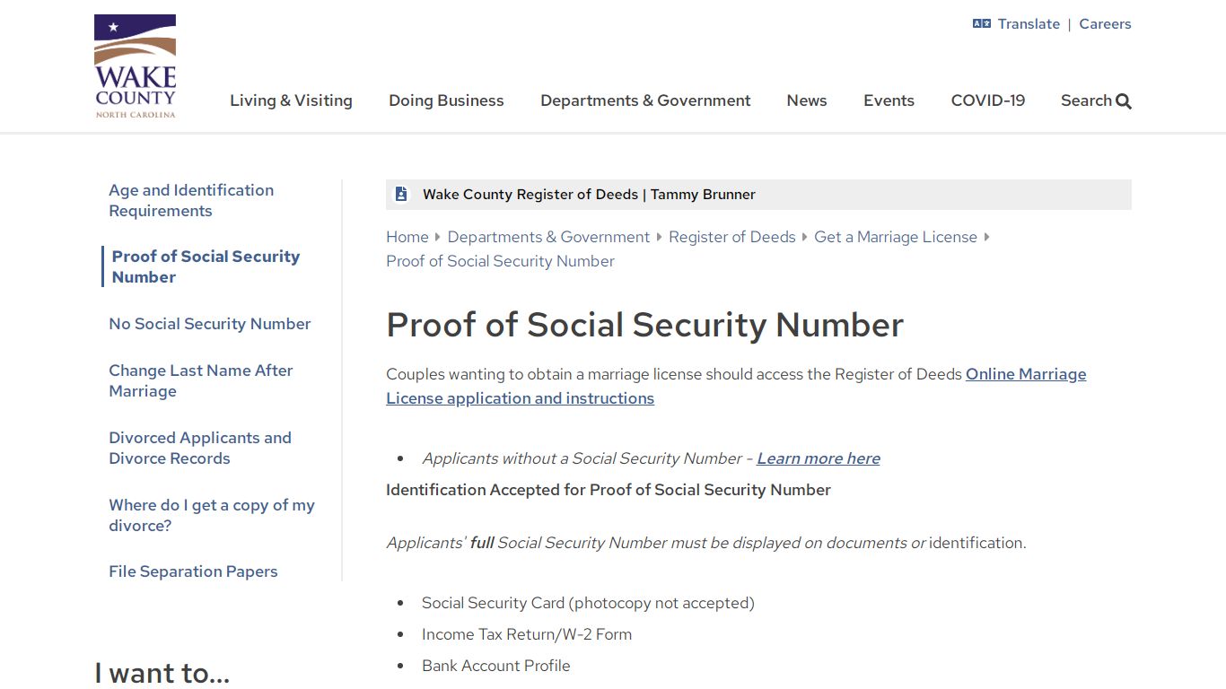 Proof of Social Security Number | Wake County Government