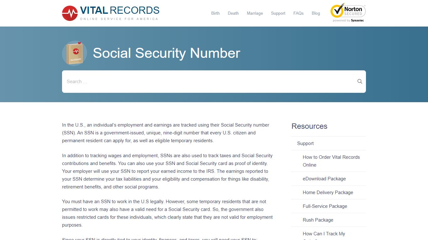 Social Security Number - Vital Records Online